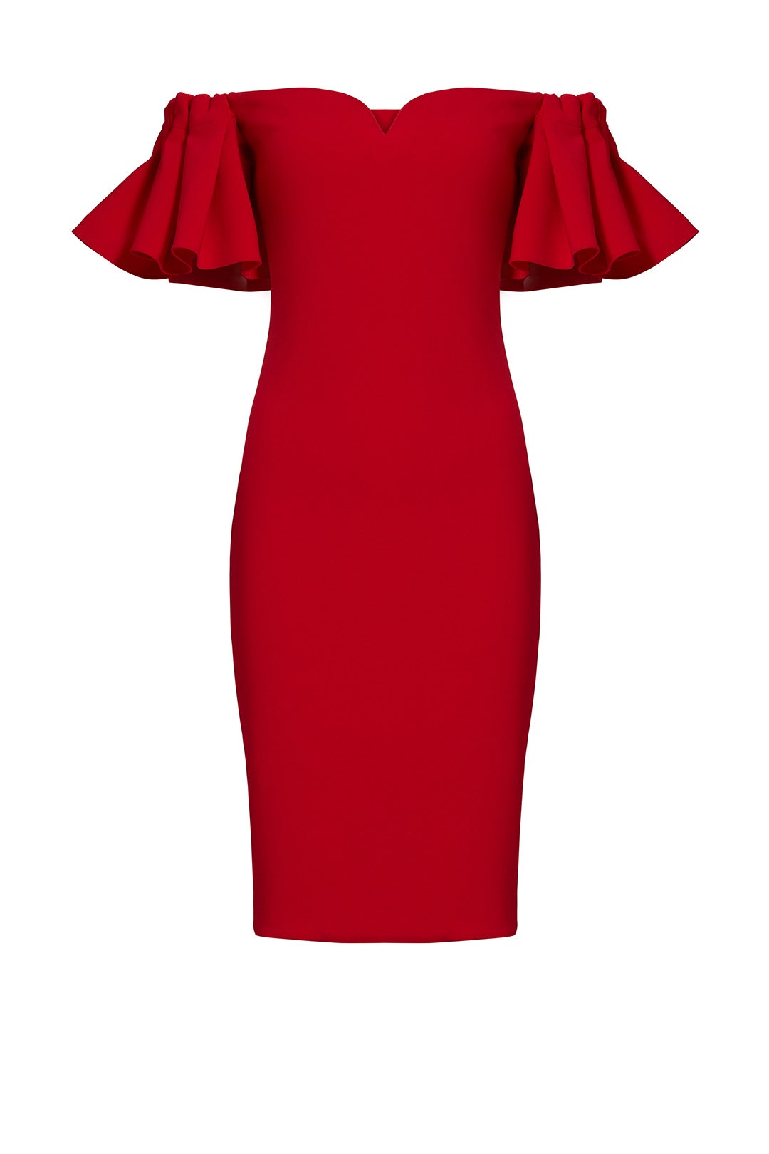 Red Off Shoulder Ruffle Dress by Badgley Mischka 3