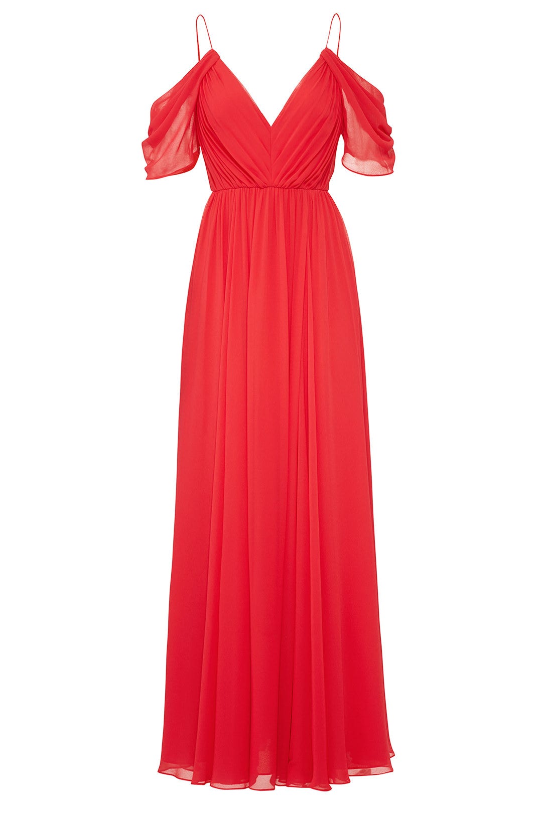 Red Cold Shoulder Gown by Badgley Mischka 3