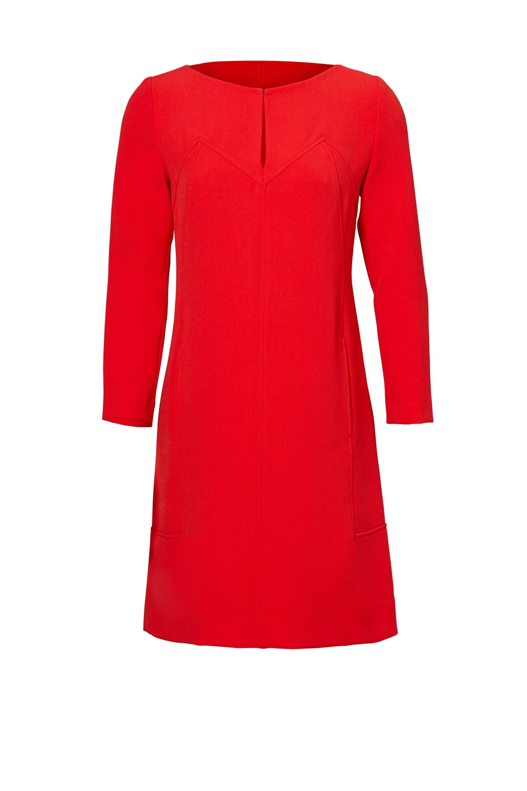 Red Trim Slit Dress by Lela Rose 3