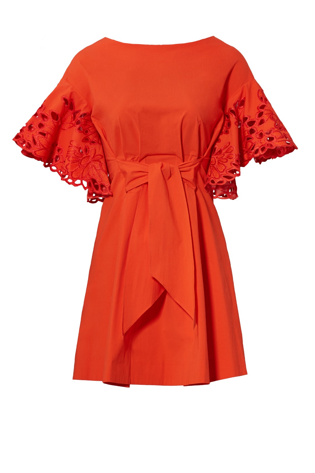 Red Eyelet Flutter Dress by Josie Natori
