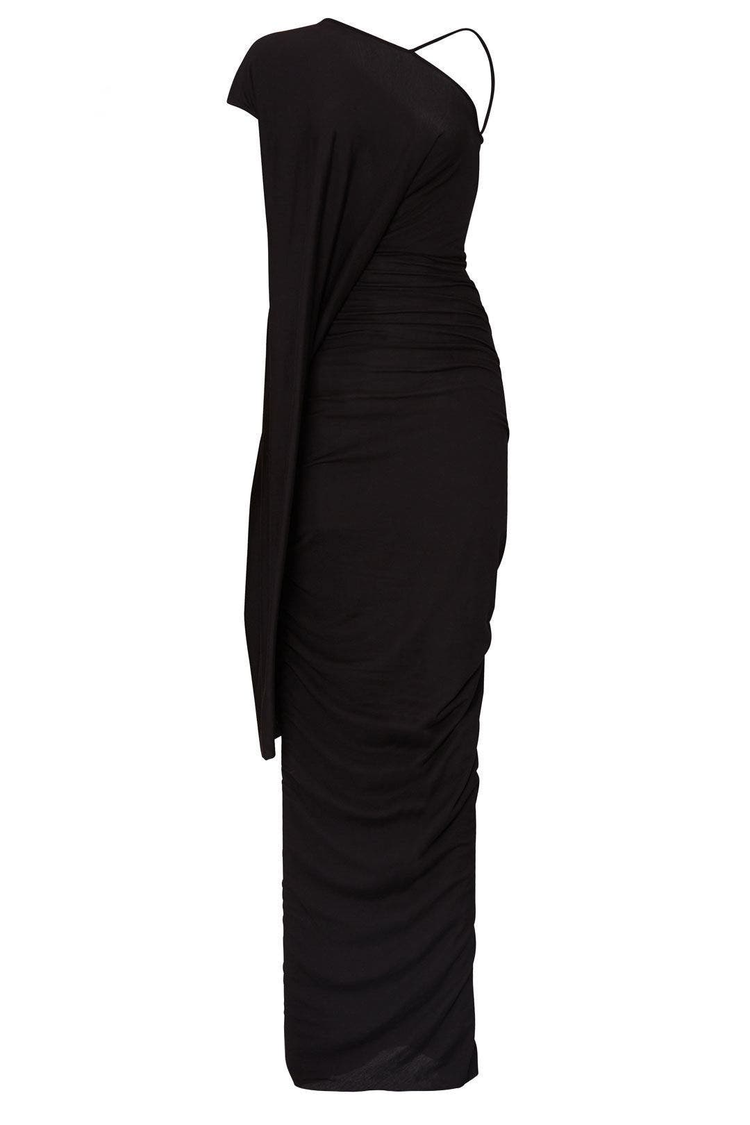 Black Asymmetrical Jersey Gown by RICKOWENSLILIES for $129 - $144 ...