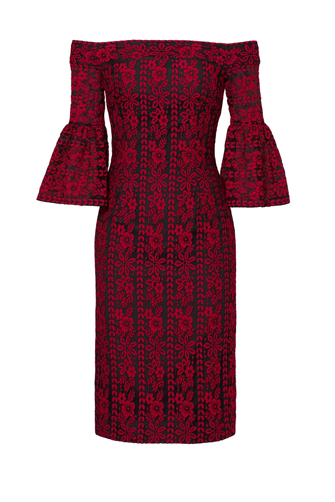 Red Floral Off Shoulder Dress by Cynthia Rowley 3