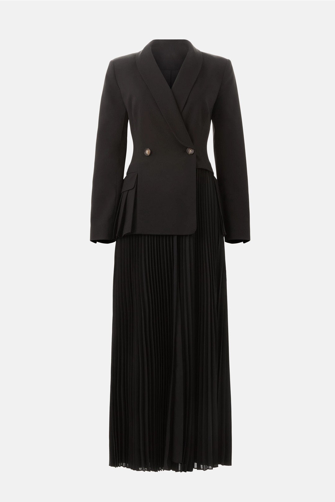 Moren Pleated Black Blazer Dress by SIMKHAI 4