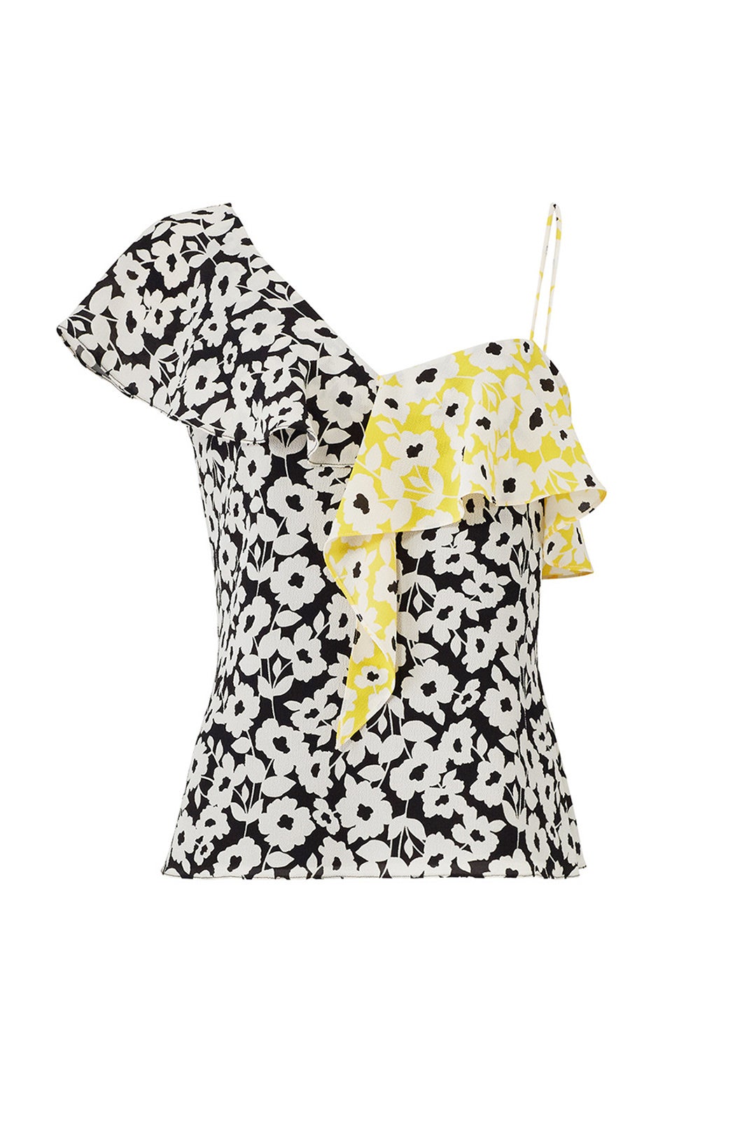 Yellow Printed Floral Ruffle Top by Slate & Willow 3