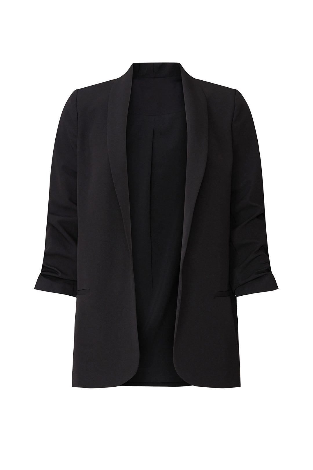 Black Shirred Sleeve Blazer by Slate & Willow 4