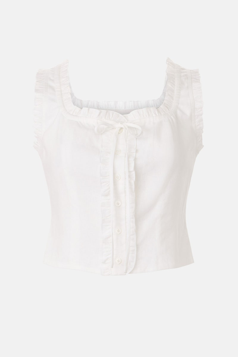 Linen Ruffle Cami by LE JEAN - Photo 4