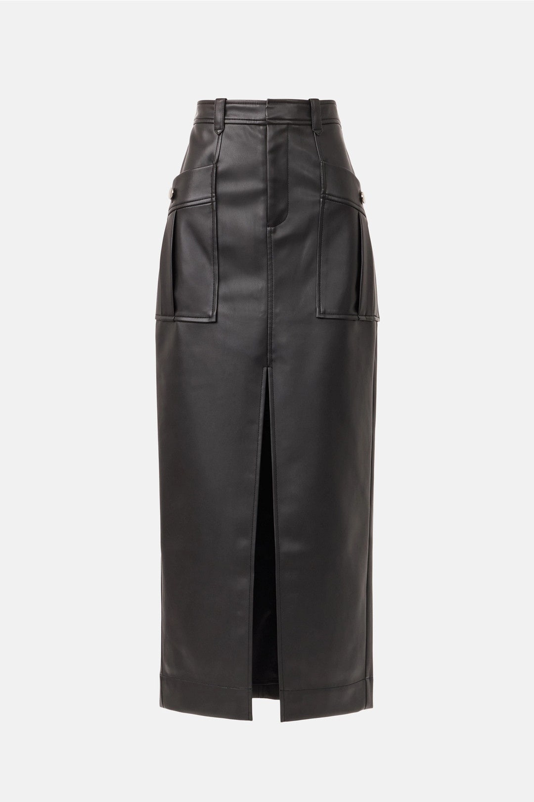 Faux Leather Midi Column Skirt by Toccin 4