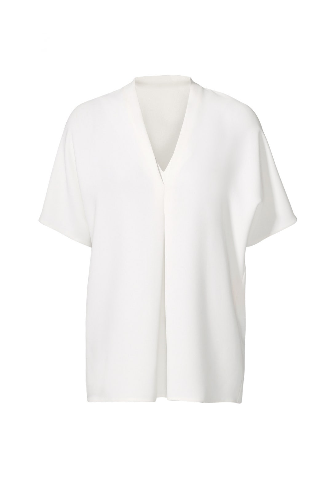 White Short Sleeve Double V Top by VINCE.
