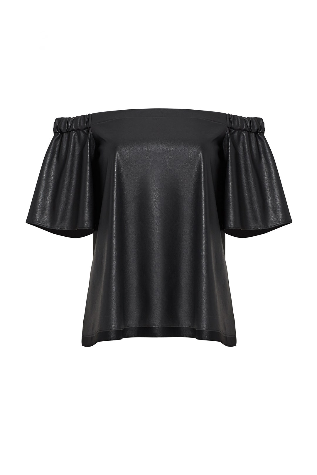 Black Faux Leather Off Shoulder Top by Bailey 44 3