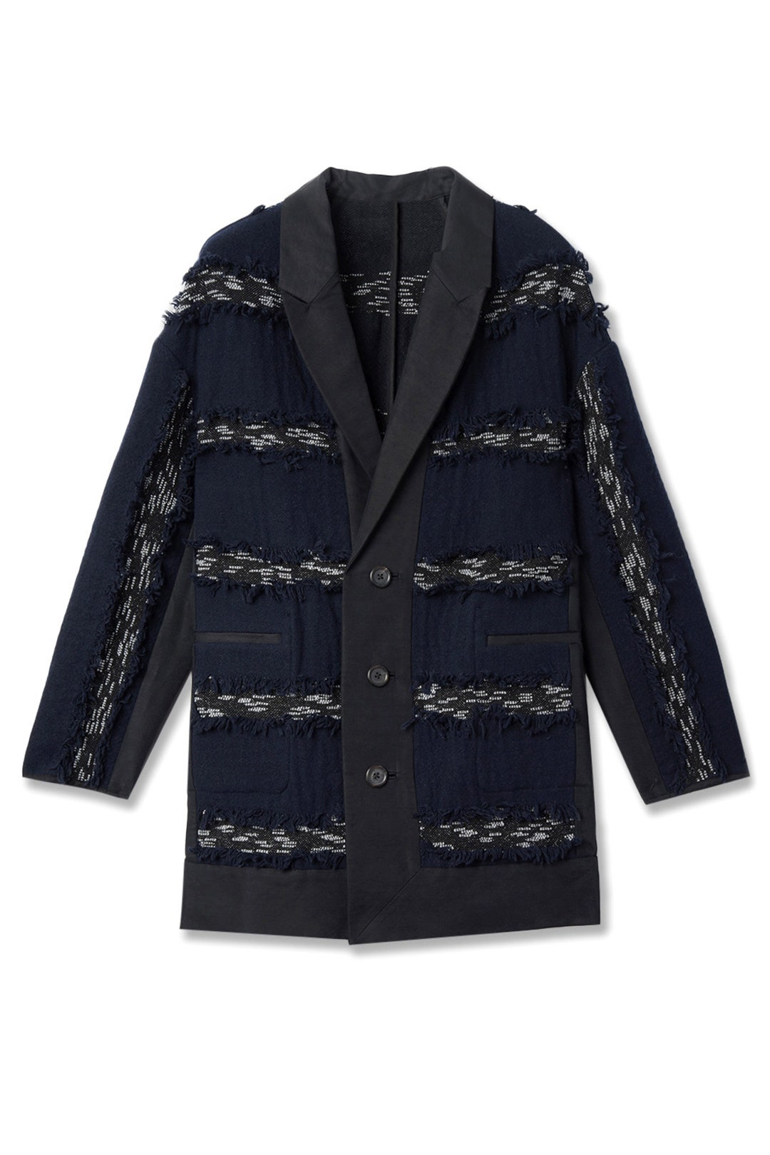 Midnight Stripe Fringe Jacket by Derek Lam 10 Crosby