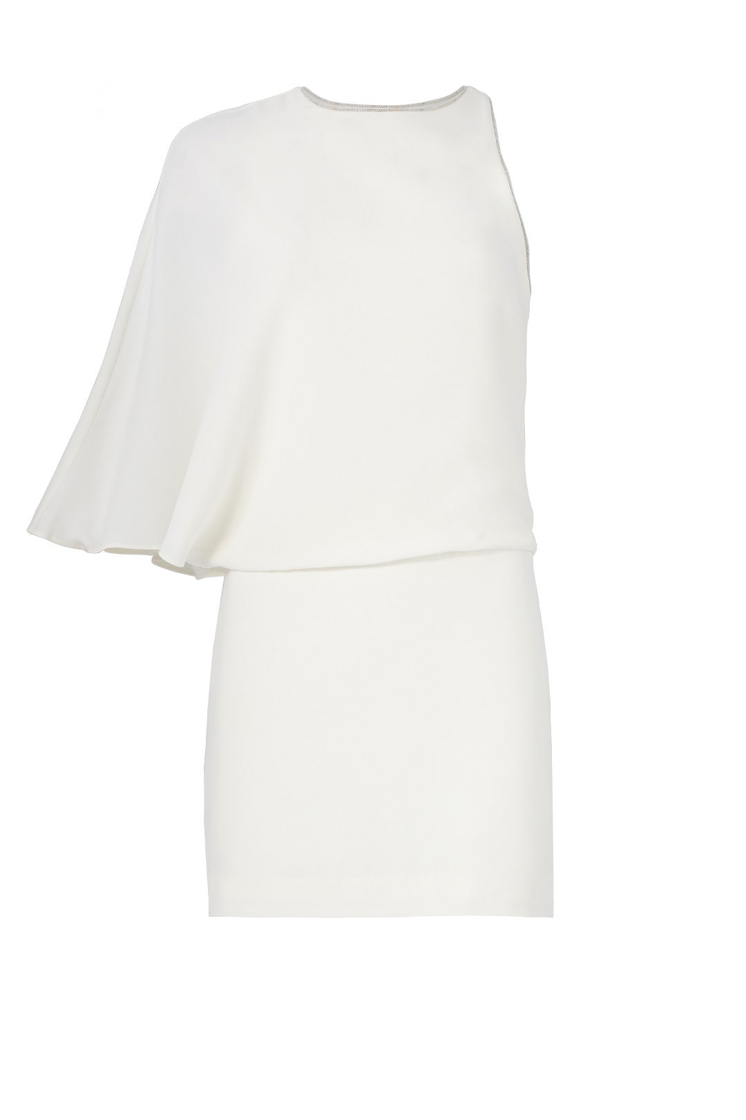 White Asymmetrical Draped Dress by HALSTON 3