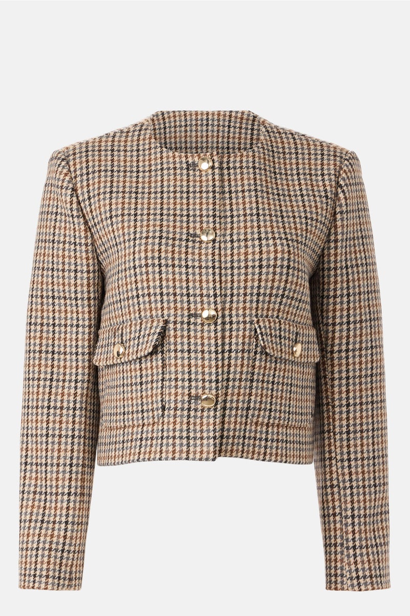 Brown Plaid Lady Jacket by Maje - Photo 4