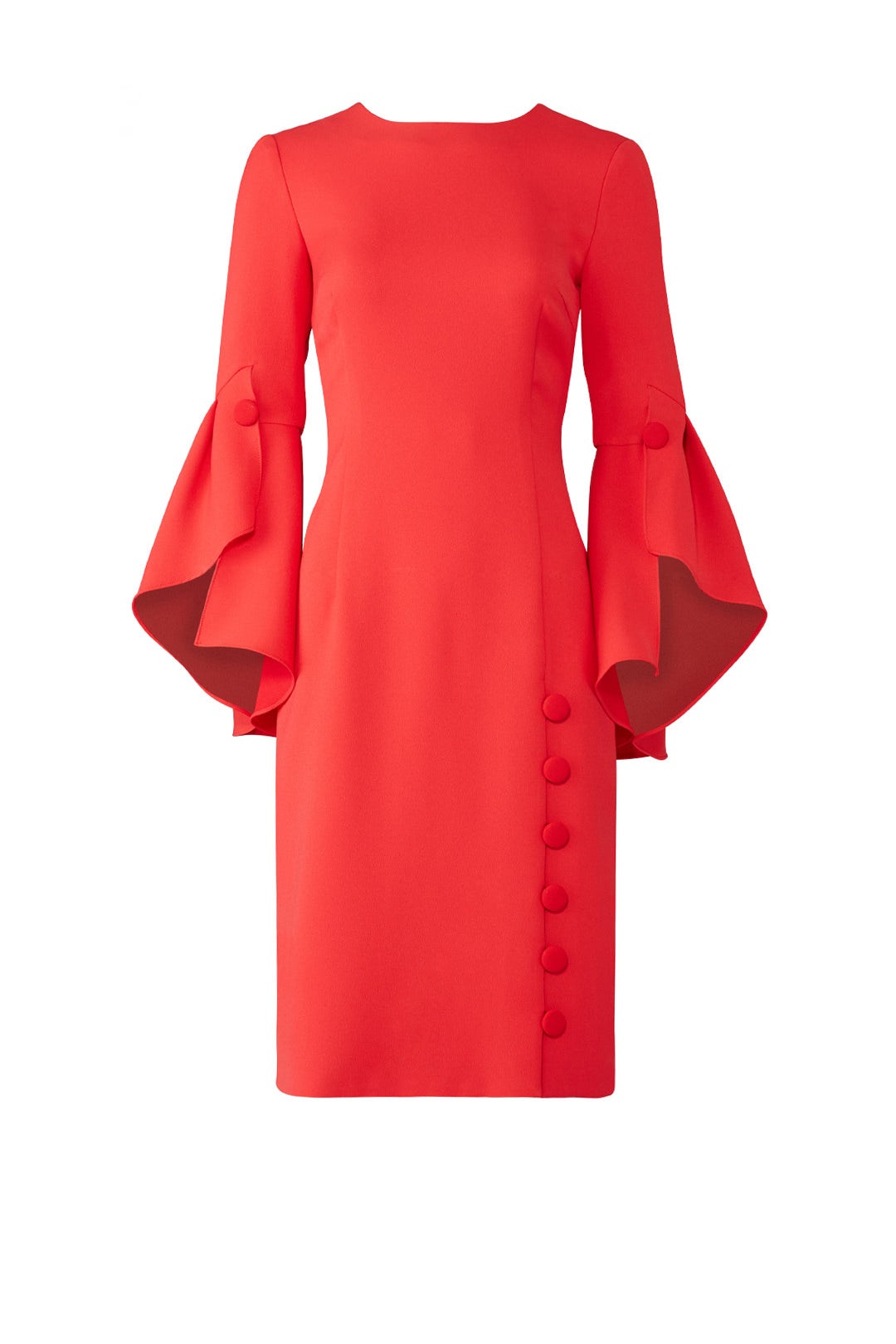 Red Buttoned Flutter Sheath by Prabal Gurung 3