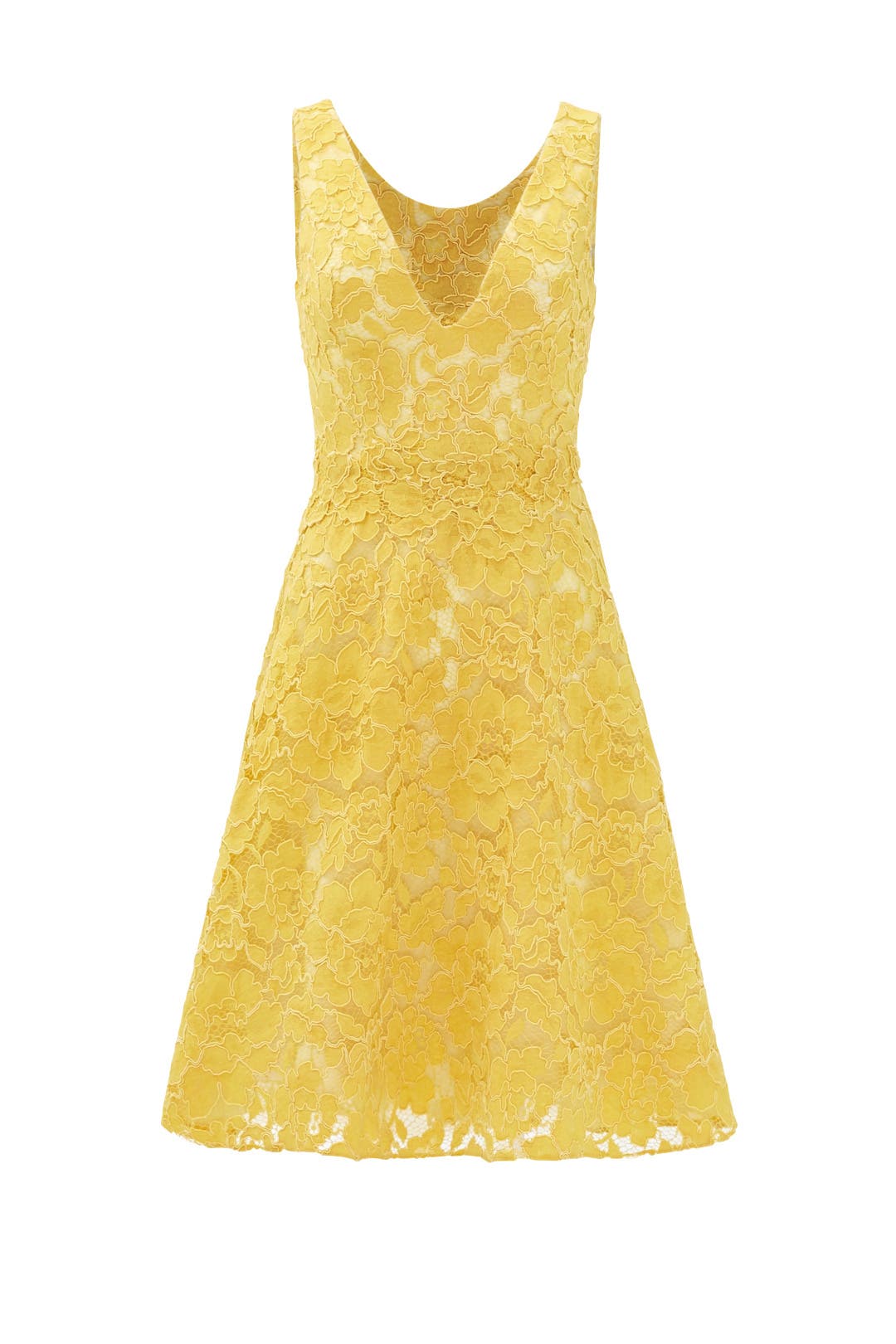 Yellow Lace Sleeveless Dress by ML Monique Lhuillier for 75 90