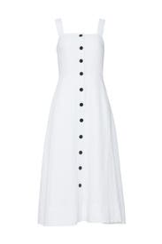 white button front midi dress