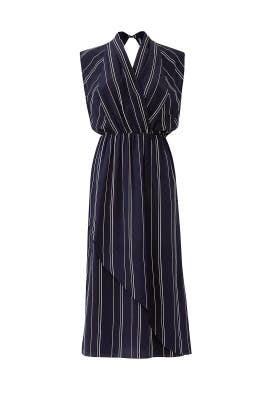vince draped silk panel midi dress