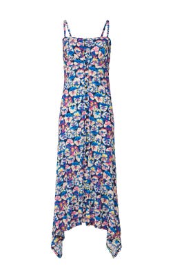 Blue Floral Midi Dress by Paco Rabanne