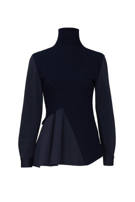 Navy Combo Turtleneck Sweater by MARYLING