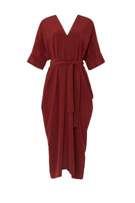 Red Belted Midi Dress by Co