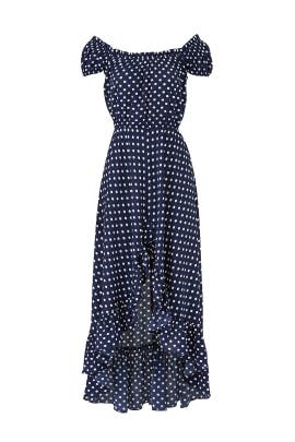 Slate Willow The Runway Navy Polka Dot Maxi By Slate Willow