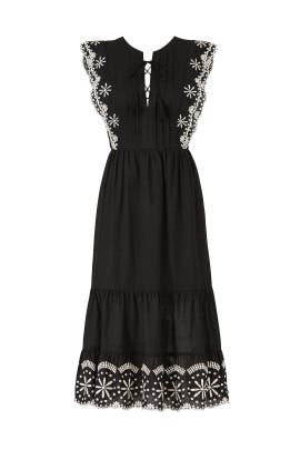 black eyelet midi dress