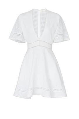 white v neck mini dress