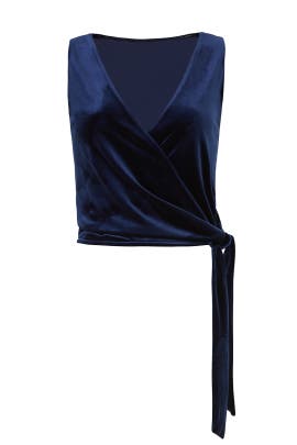 Slate Willow The Runway Navy Velvet Tie Top By Slate Willow