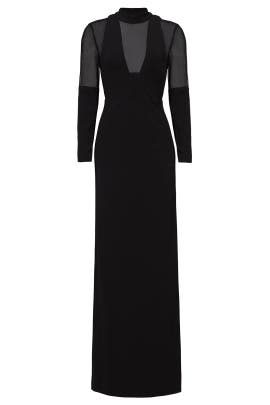 nicole miller black illusion gown