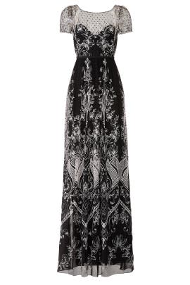 marchesa notte black and white gown