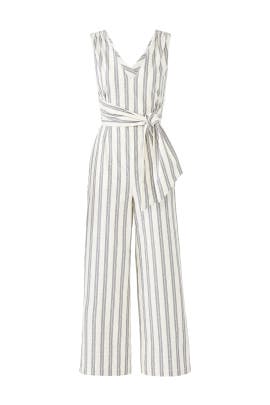 beige and white striped jumpsuit