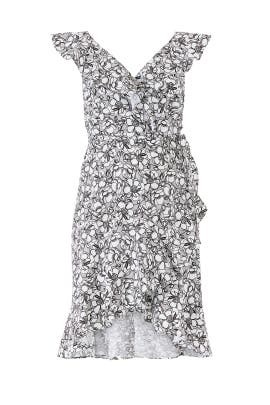 black and white floral wrap dress