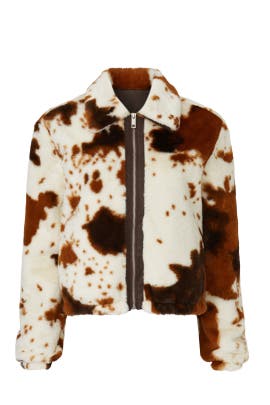 Cow Print Faux Fur Jacket by Slate \u0026 