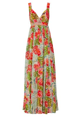Green Floral Maxi Gown by Badgley 