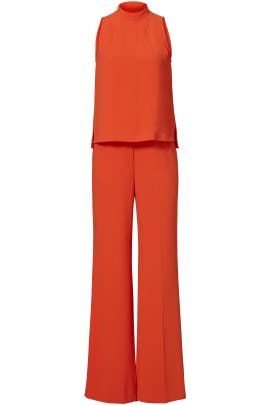 trina turk orange jumpsuit