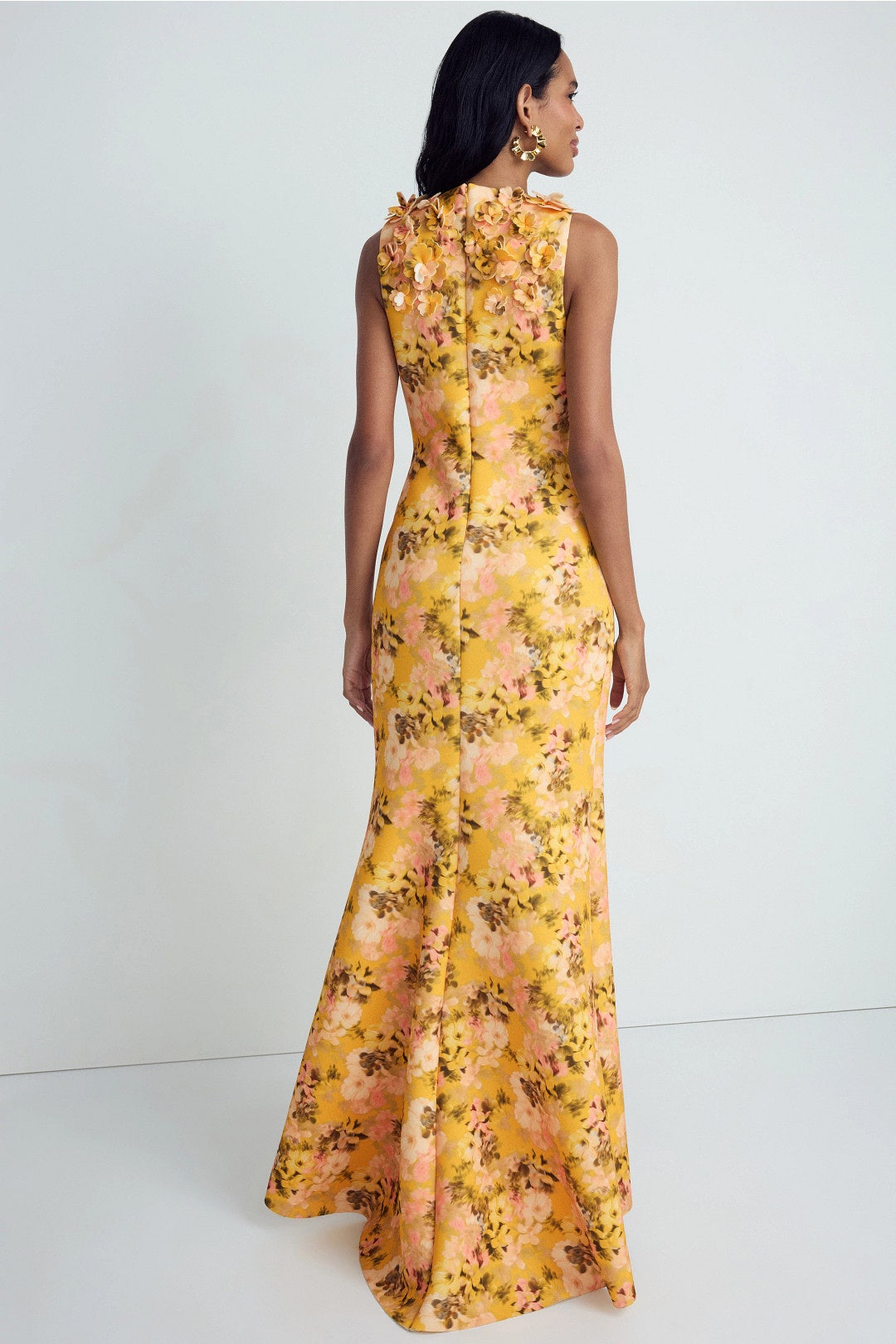 Floral Print Scuba Trumpet Gown by Badgley Mischka 1