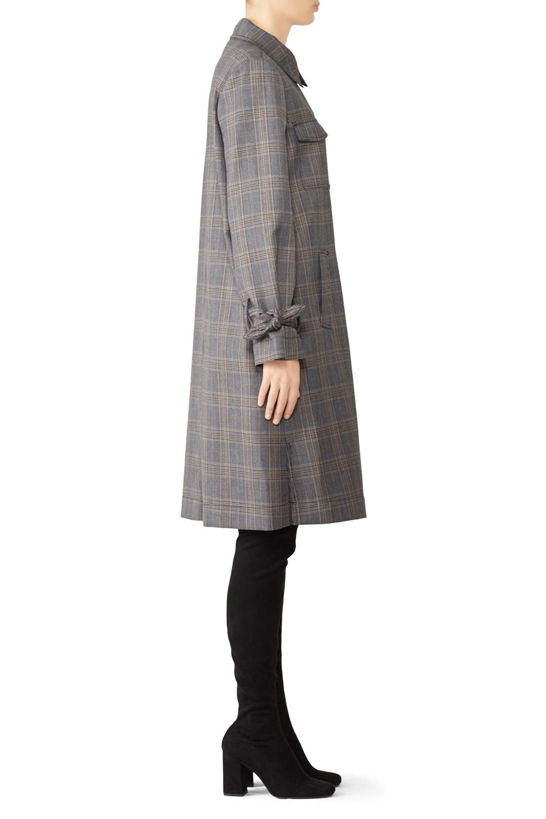 Grey Plaid Long Coat by Derek Lam 10 Crosby | Rent the Runway
