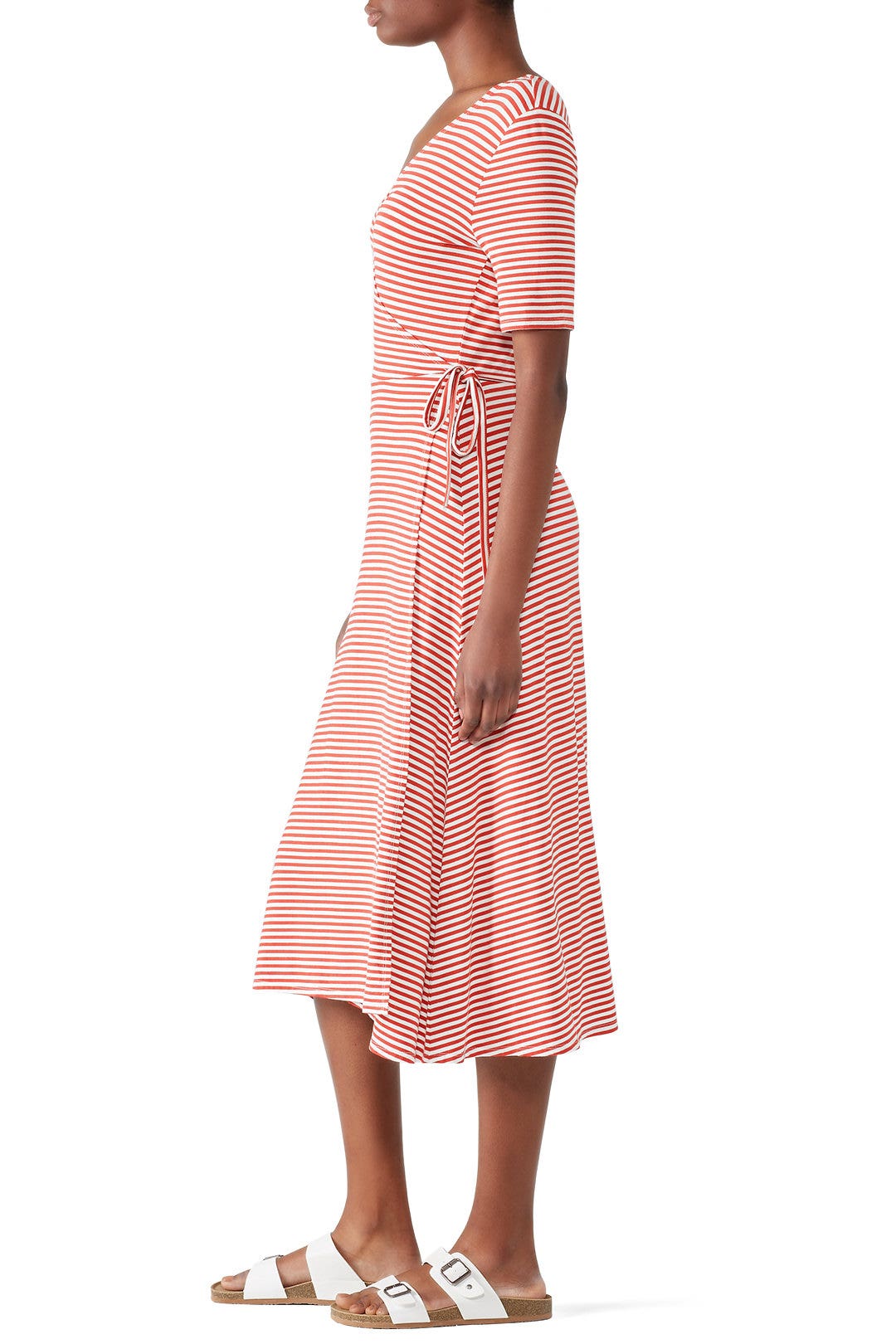 Red Stripe Wrap Dress by 525 America 1