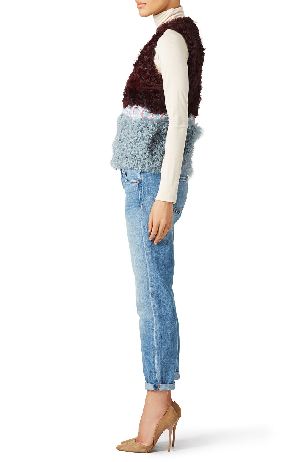 Bordeaux Fur Vest by Giamba 1