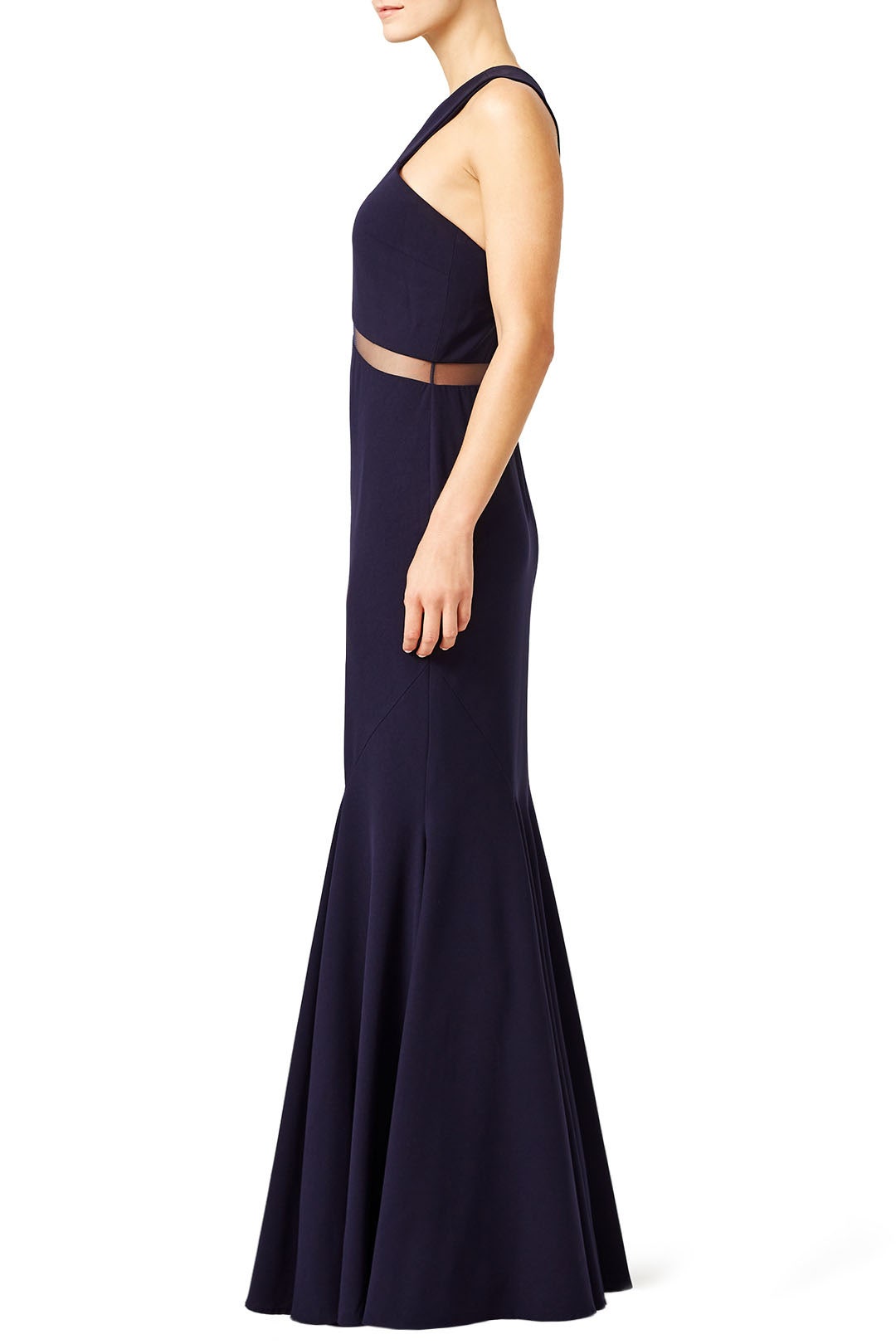 Navy Chevron Cutout Gown by Mignon 2