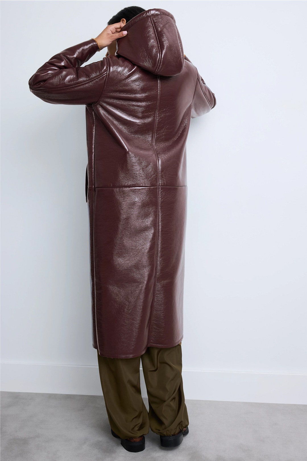 Shearling Lined Leather Hooded Coat by PLAN C x RTR 2