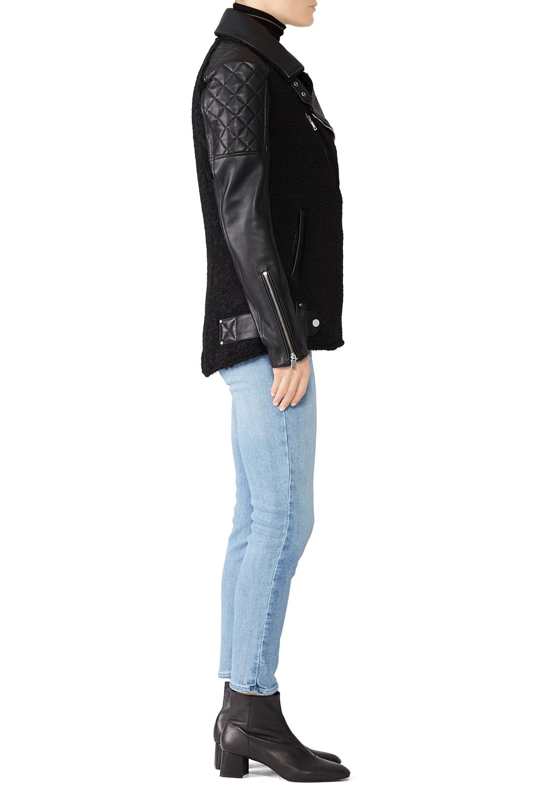 Black Long Leather Jacket by Slate & Willow 1