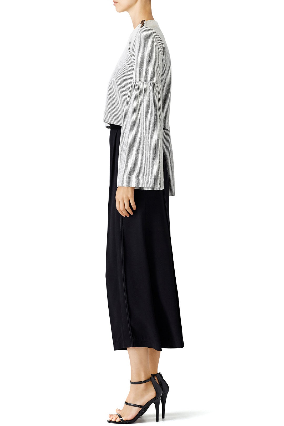 Striped Crinkle Bell Sleeve Top by Tibi 2