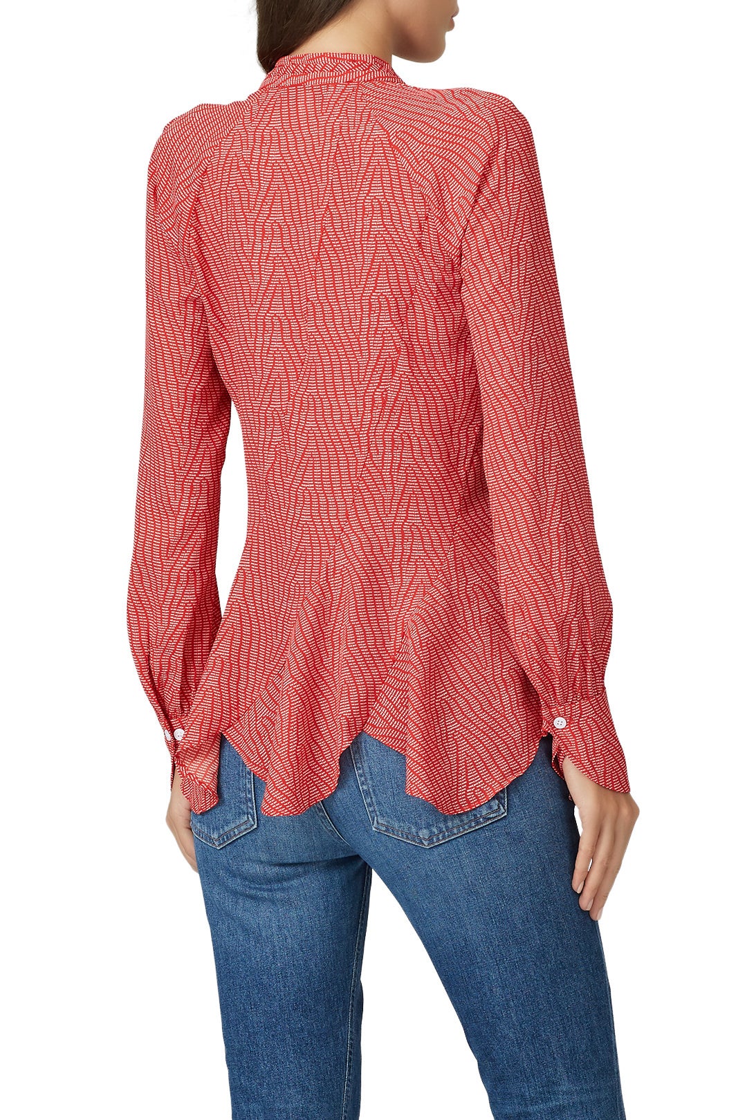 Red Bone V-Neck Blouse by Derek Lam 10 Crosby x RTR 1