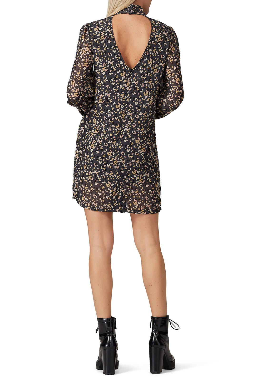 Black Printed Mock Neck Dress by KENDALL + KYLIE 2