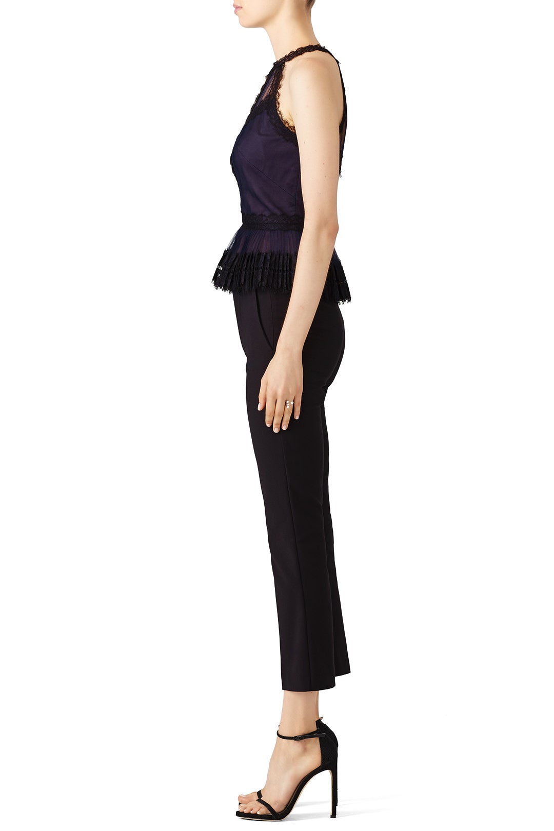 Lace Peplum Top by Marchesa Notte 1