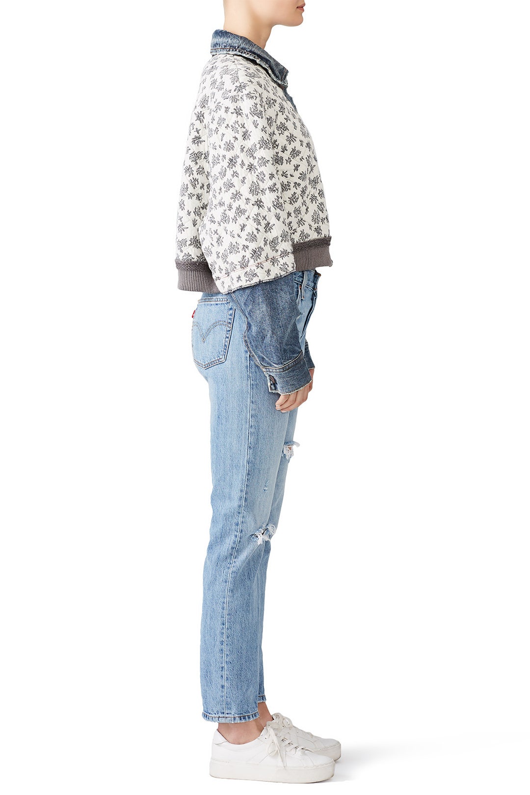 Distressed Ditsy Denim Jacket by Free People 2