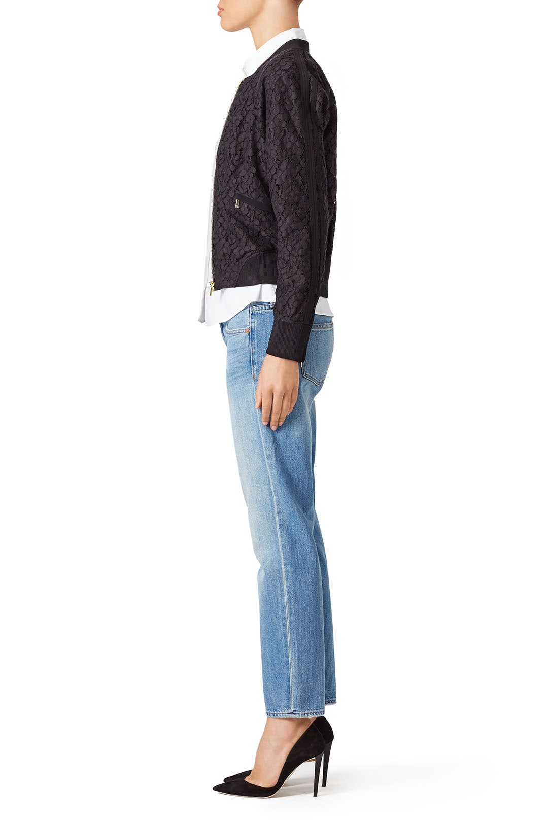 Black Floral Lace Bomber Jacket by Derek Lam 10 Crosby 1