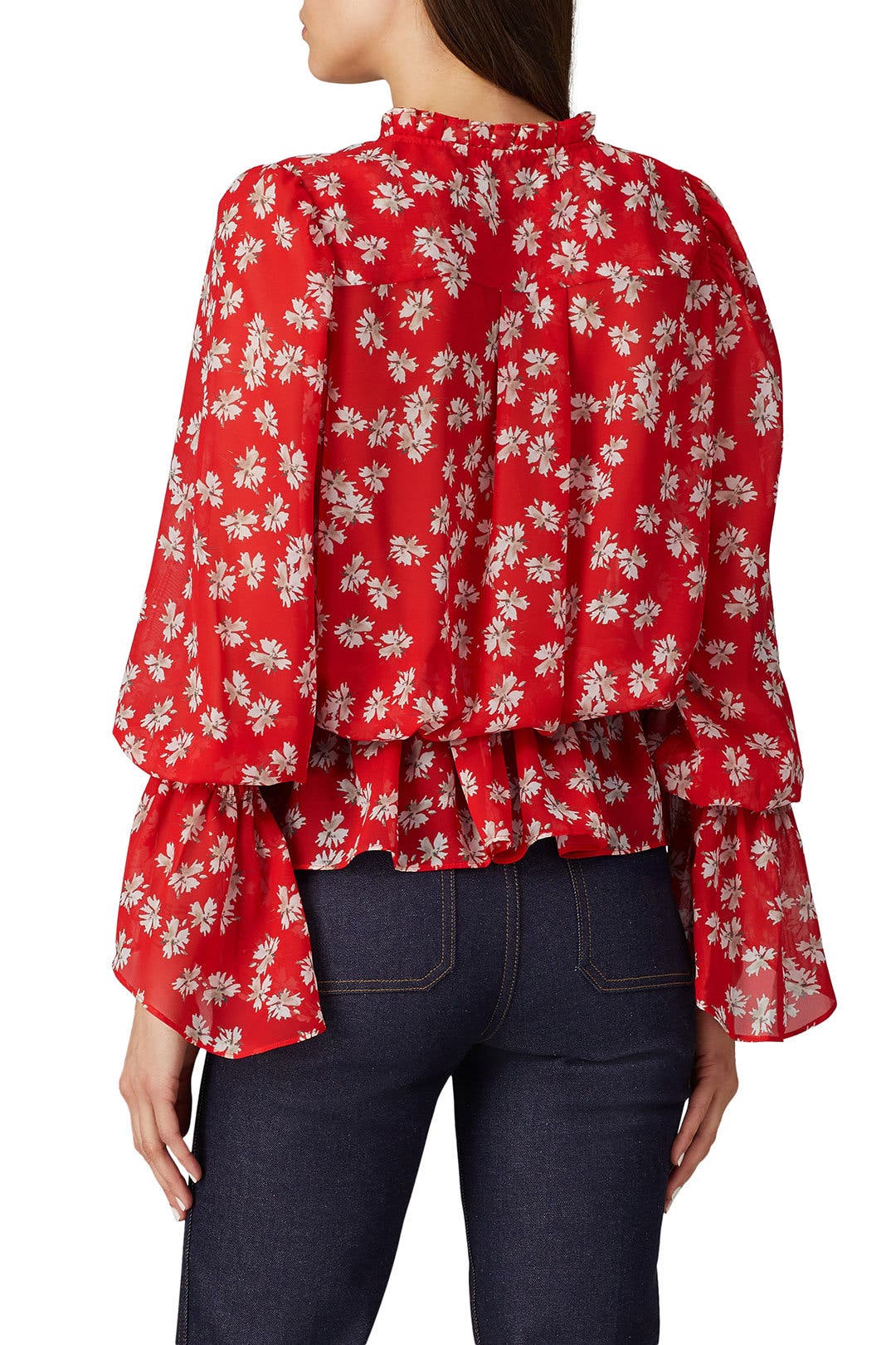 Red Tie Waist Long Sleeve Blouse by Derek Lam 10 Crosby x RTR