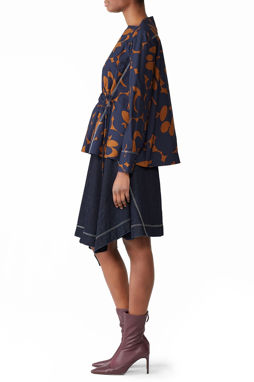 Navy Belou Print Poplin Blouse by Marni 1