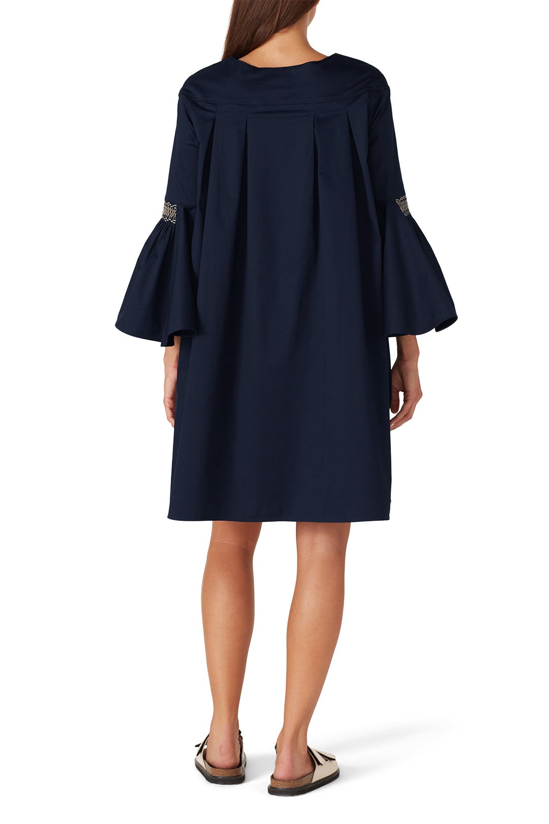 Embroidered Fluted Sleeve Dress by TEIJA 2